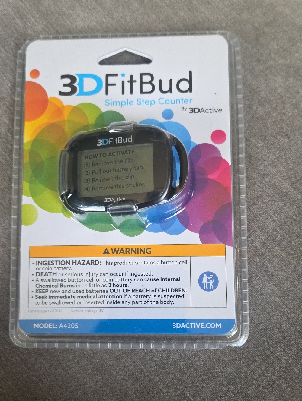 Active USA 3DFitBud Clip-On Step Counter - Black